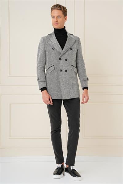 KA 082 Slim Fit Açık Gri Spor Kaban
