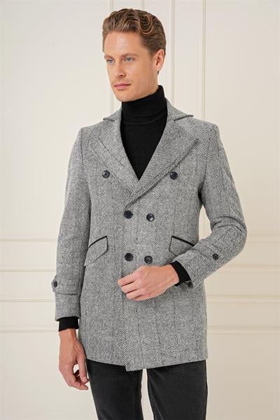 KA 082 Slim Fit Açık Gri Spor Kaban