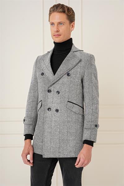 KA 082 Slim Fit Açık Gri Spor Kaban