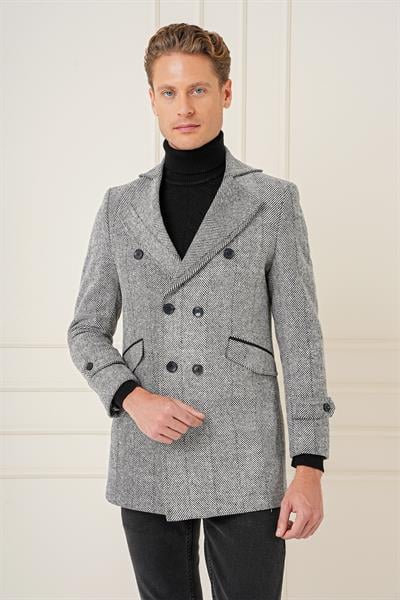 KA 082 Slim Fit Açık Gri Spor Kaban