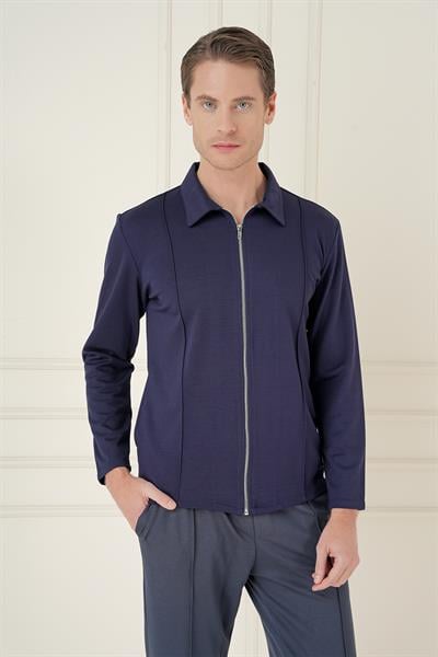 Mt 174 Slim Fit Fermuarlı Yan Cep Mevsimlik Casual Lacivert Mont