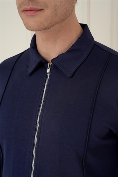 Mt 174 Slim Fit Fermuarlı Yan Cep Mevsimlik Casual Lacivert Mont