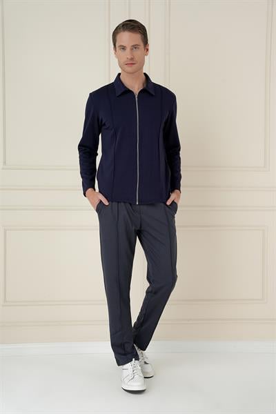 Mt 174 Slim Fit Fermuarlı Yan Cep Mevsimlik Casual Lacivert Mont