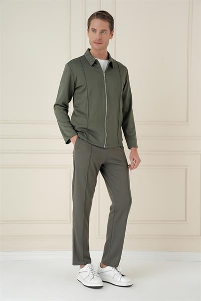 Mt 174 Slim Fit Fermuarlı Yan Cep Mevsimlik Casual Haki Mont