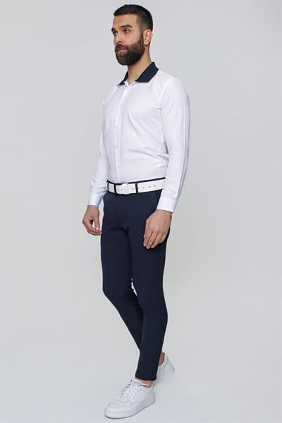 P 1088 Slim Fit Yan Cep Esnek Pamuklu Casuel Lacivert Pantolon
