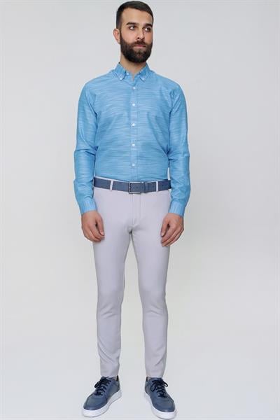 P 1088 Slim Fit Yan Cep Esnek Pamuklu Casuel Gri Pantolon