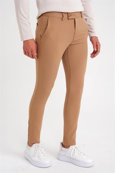 P 1088 Slim Fit Yan Cep Esnek Pamuklu Casuel Camel Pantolon