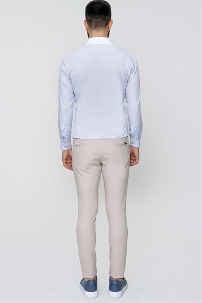 P 1088 Slim Fit Yan Cep Esnek Pamuklu Casuel Bej Pantolon