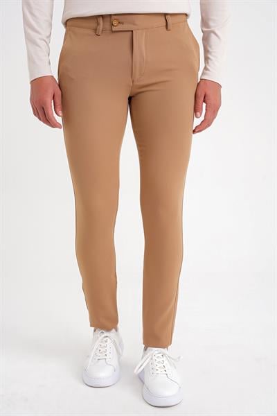 P 1088 Slim Fit Yan Cep Esnek Pamuklu Casuel Camel Pantolon