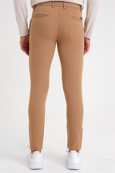 P 1088 Slim Fit Yan Cep Esnek Pamuklu Casuel Camel Pantolon