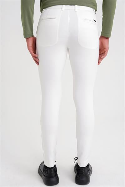 P 1088 Slim Fit Yan Cep Esnek Pamuklu Casuel Beyaz Pantolon