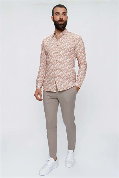 P 1093 Slim Fit Bej Spor Pantolon