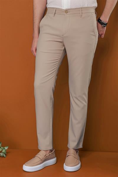 P 1114 Slim Fit Bej Spor Pantolon