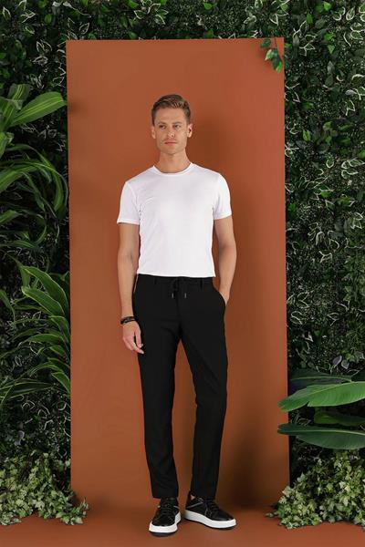 P 1117 Slim Fit Siyah Spor Pantolon