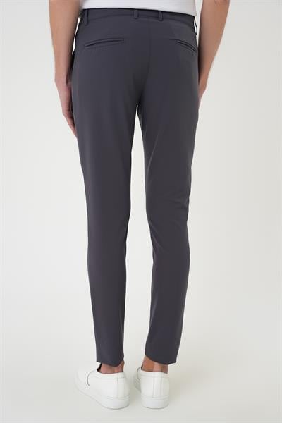 P 1144 Slim Fit Yan Cepli Düz Esnek Casuel Koyu Füme Pantolon