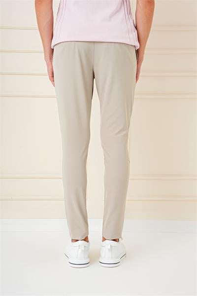 P 1144 Slim Fit Yan Cepli Düz Esnek Casuel Koyu Bej Pantolon