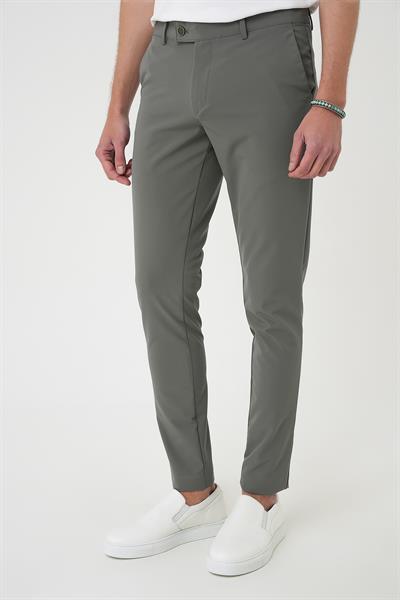 P 1144 Slim Fit Yan Cepli Düz Esnek Casuel Su Yeşili Pantolon