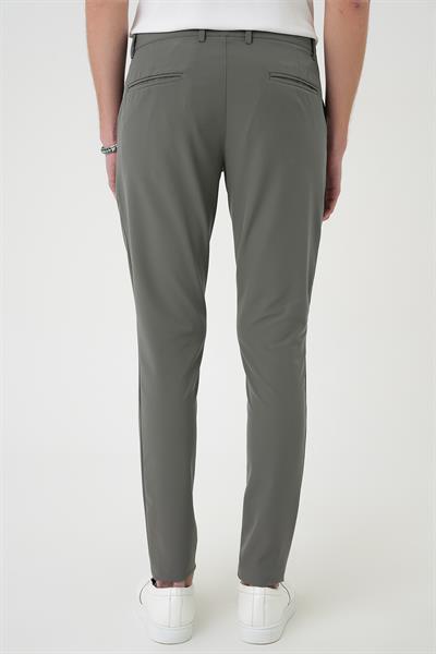 P 1144 Slim Fit Yan Cepli Düz Esnek Casuel Su Yeşili Pantolon