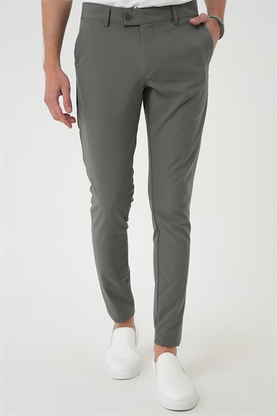 P 1144 Slim Fit Yan Cepli Düz Esnek Casuel Su Yeşili Pantolon