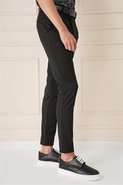 P 1147 Slim Fit Yan Cep Esnek Pamuk Casuel Siyah Pantolon