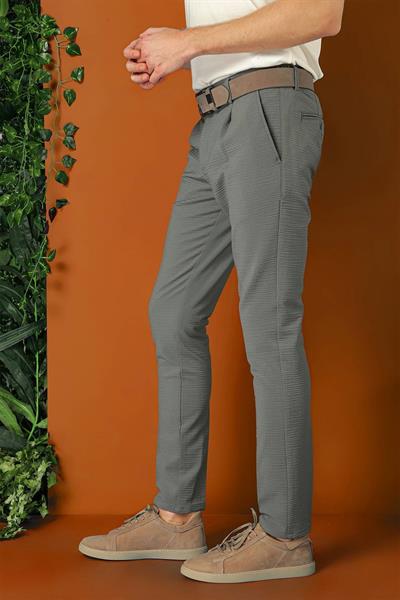 P 1148 Comfort Fit Gofre Kumaş Pileli Pamuk Casuel Nefti Pantolon