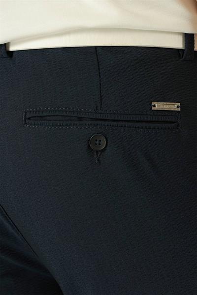 P 1148 Comfort Fit Gofre Kumaş Pileli Pamuk Casuel Lacivert Pantolon