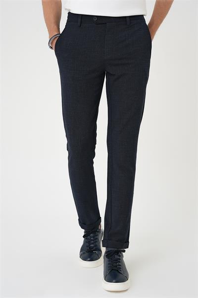 P 1149 Comfort Fit Beli Lastikli Pötikareli Casuel Lacivert 2 Pantolon