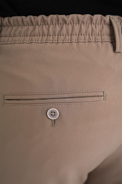 P 1150 Comfort Fit Beli Lastikli Yan Cep Bej Jogger Pantolon