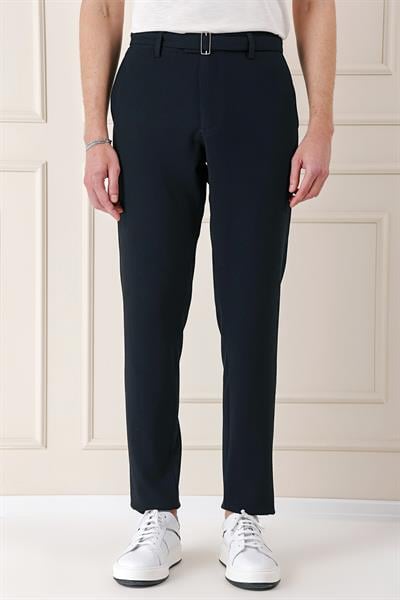 P 1154 Comfort Fit Belden Kumaş Kemerli Pamuk Lacivert Jogger Pantolon