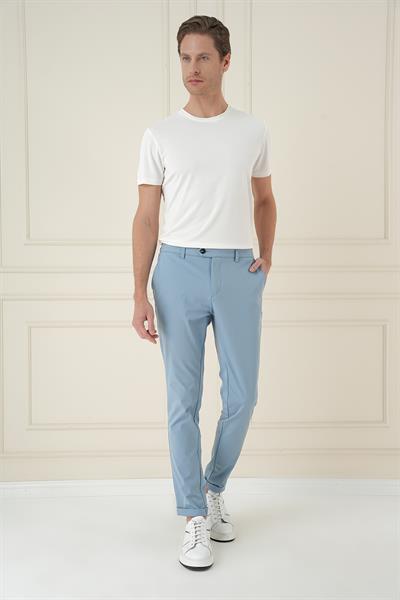 P 1173 Comfort Fit Beli Lastikli Esnek Casuel Havacı Mavi Pantolon