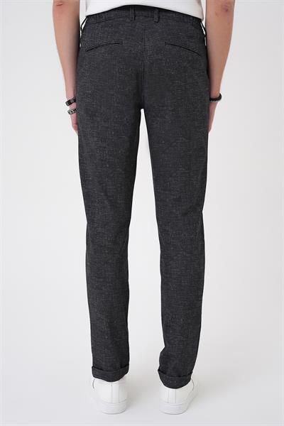 P 1176 Comfort Fit Kırçıllı Beli Lastikli Siyah Jogger Pantolon