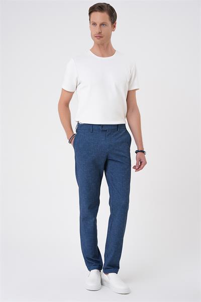 P 1176 Comfort Fit Kırçıllı Beli Lastikli Gece Mavisi Jogger Pantolon