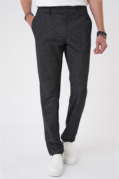 P 1176 Comfort Fit Kırçıllı Beli Lastikli Siyah Jogger Pantolon