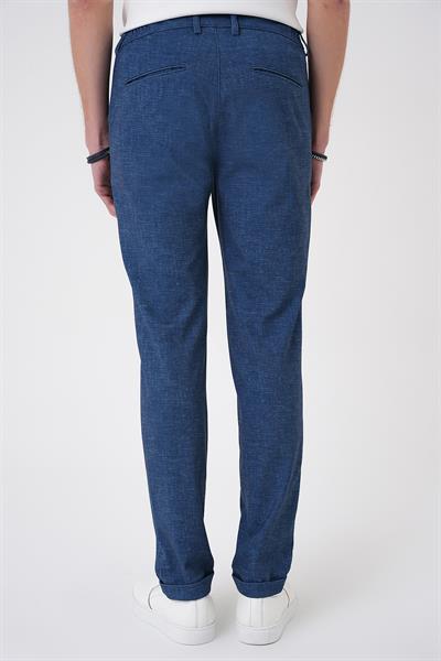 P 1176 Comfort Fit Kırçıllı Beli Lastikli Gece Mavisi Jogger Pantolon