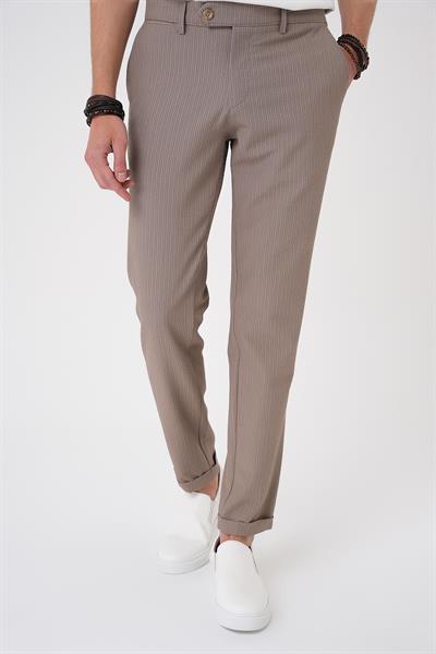 P 1177 Comfort Fit Gofre Dokulu Beli Lastikli Vizon Jogger Pantolon