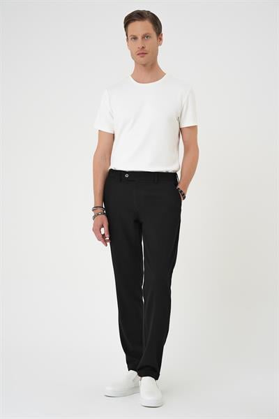 P 1179 Comfort Fit Beli Lastikli Siyah Jogger Pantolon 