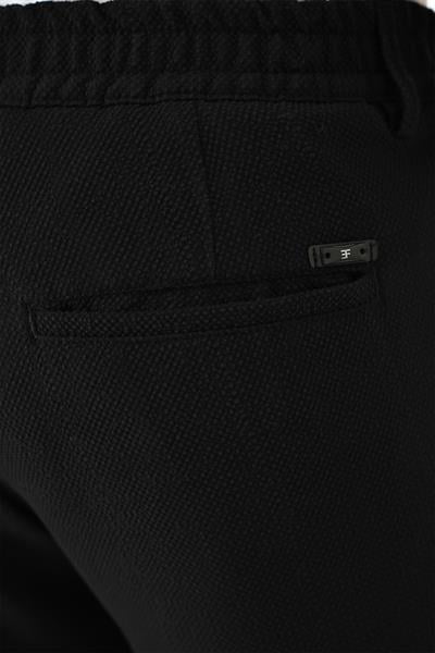 P 1179 Comfort Fit Beli Lastikli Siyah Jogger Pantolon 