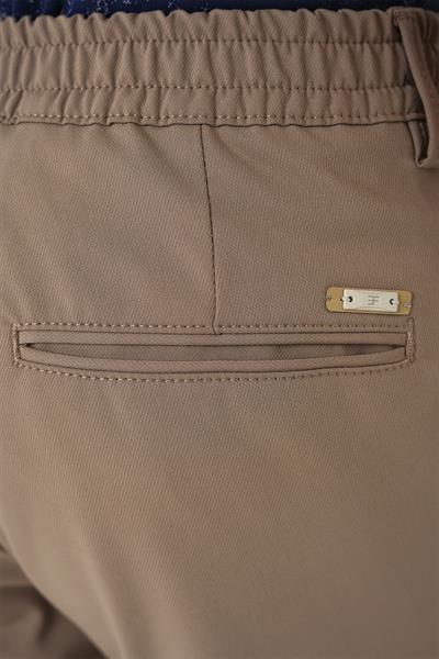 P 1185 Comfort Fit Beli Lastikli Bej Jogger Pantolon 