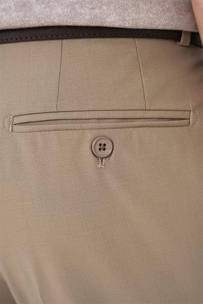 P 1191 Slim Fit Pilesiz Yün Klasik Koyu Bej Kumaş Pantolon 