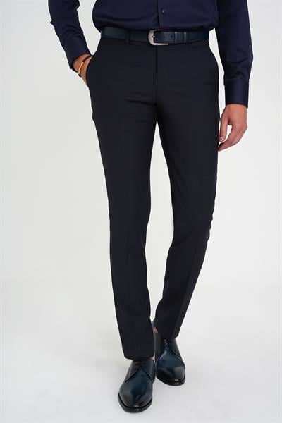P 1191 Slim Fit Pilesiz Yün Klasik Lacivert Kumaş Pantolon 