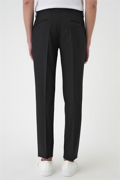 P 1191 Slim Fit Pilesiz Yün Klasik Siyah Kumaş Pantolon 