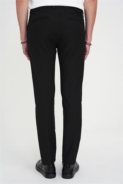 P 1192 Comfort Fit Beli Lastikli Dokulu Siyah Jogger Pantolon 