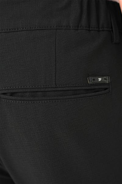 P 1192 Comfort Fit Beli Lastikli Dokulu Siyah Jogger Pantolon 