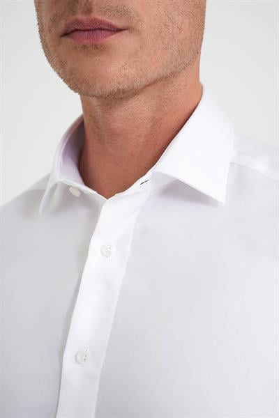 Slim Fit %100 Pamuk Non Iron Kumaş Klasik Beyaz Gömlek Gk 734
