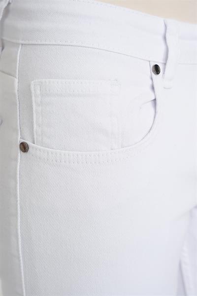 Slim Fit Beş Cep Likralı Beyaz Jean Pantolon Denim 134