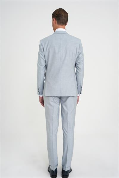 Slim Fit Çift Yırtmaç Esnek Yün Mavi Takım Elbise Tk 918