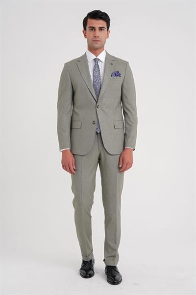 Slim Fit Çift Yırtmaç Esnek Yün Nefti Takım Elbise Tk 918