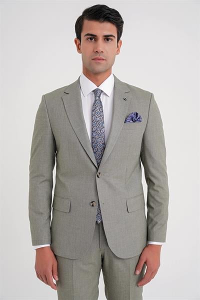 Slim Fit Çift Yırtmaç Esnek Yün Nefti Takım Elbise Tk 918