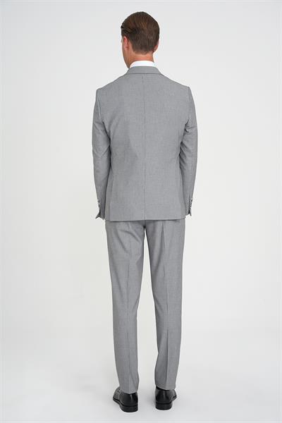 Slim Fit Fleto Cep Pötikare Desenli Yelekli Siyah Takım Elbise Tk 922