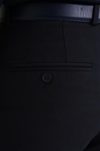 Slim Fit Pilesiz Yün Klasik Lacivert Kumaş Pantolon  P 1191
